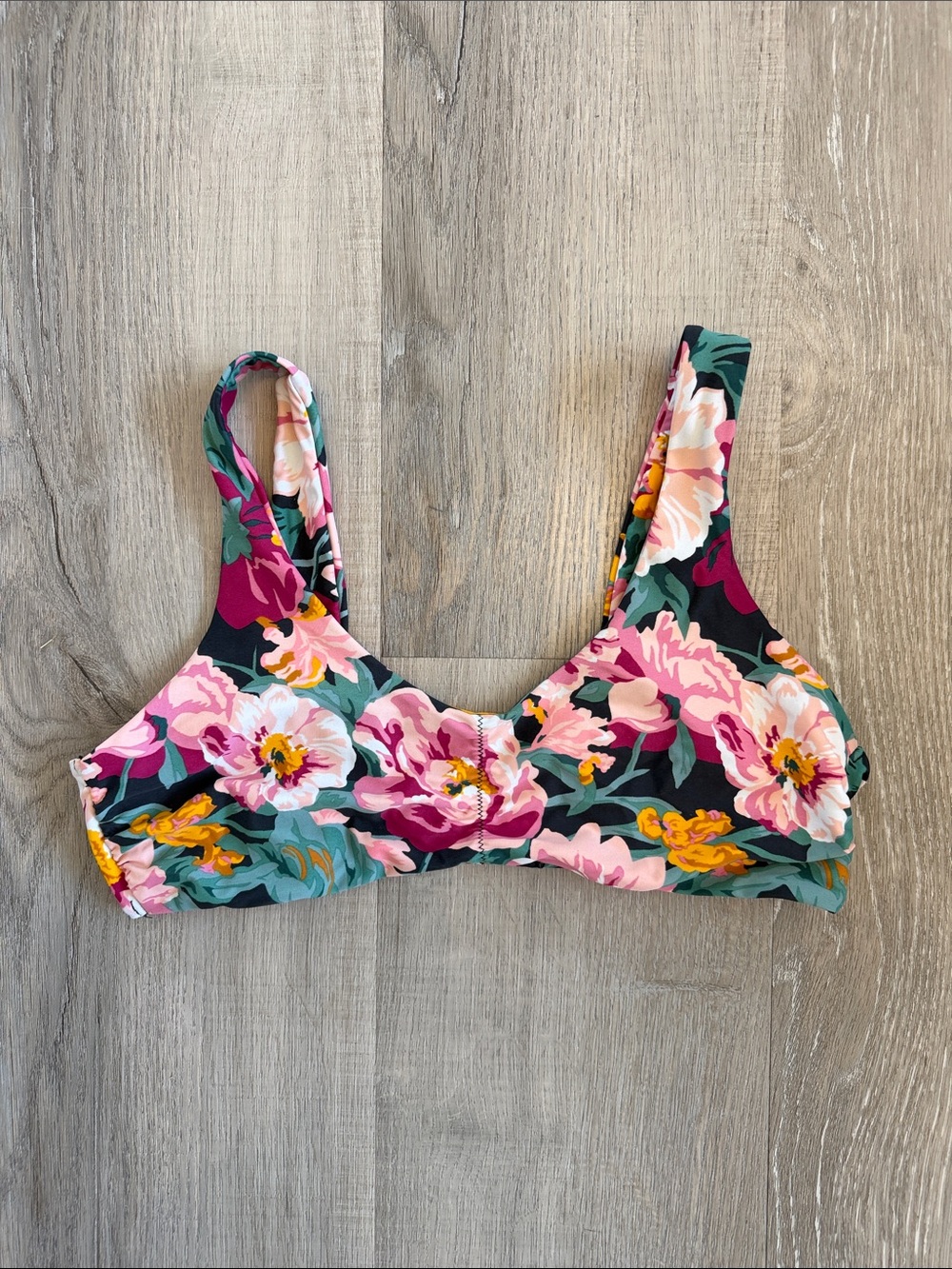 Tori Praver Floral Seafoam Tropical Bikini Top Size D/DD